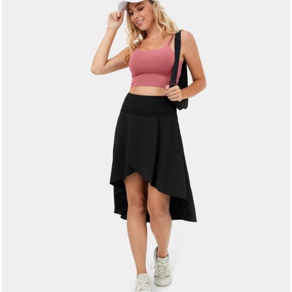 Halara Breezeful High Waisted Asymmetrical Ruffle High Low Skirt Black Size M - Picture 5 of 10